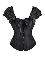 Corset Anjos Preto - Corset Estampado com Franjas - Tamanho 5XL