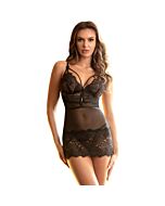 4xl-5xl camisola de renda justa com alças ajustáveis em preto