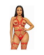 Leg avenue - Arnês de couro vegano vermelho