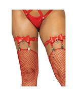 Leg Avenue - Liga de couro vegano vermelho de cintura alta