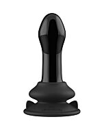 Vibrador de vidro com ventosa e controle remoto Pluggy - recarregável - 10 velocidades - preto