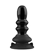 Vibrador de vidro com saliências com copo de sucção e controle remoto - Preto