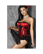 Corset Sexy de Cetim com Barbatanas e Laços - Vermelho ou Preto