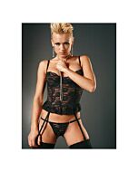 Corpete sensual sexy curto em renda preta com ligas - Inclui tanga
