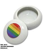 Caixa redonda da bandeira LGBT - Cerâmica branca 5x5 mm