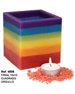 Vela Quadrada de Orgulho LGBT - Cera de Soja 12x12 mm