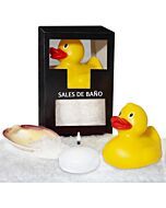 Conjunto de sais de banho de coco 150g - Com pato de banho, vela e concha