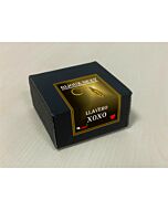 Chaveiro XOXO dourado de metal em estojo preto brilhante - Presente divertido e original