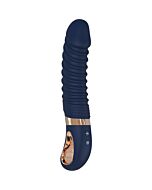 Coleção Deusas Nereos - Vibrador de Silicone Azul Escuro com Detalhes Dourados