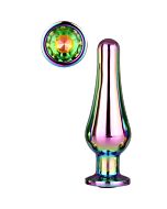 Brilhante Plug Anal Colorido Love M - Plug anal de alumínio com joia