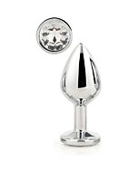 Brilhante Amor Plugue de Prata Grande - Plug anal com pedra preciosa