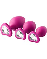 Kit de Treinamento Anal Flirts Gem Stone Pink - Conjunto de 3 Plugs Anais