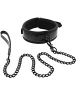 Coleira e Trela Blaze Croco Black - Conjunto de Coleira e Trela em Couro Preto Croco