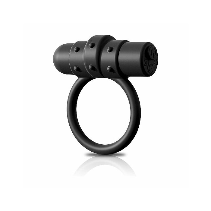Anillo para pene de silicona con vibrador - negro