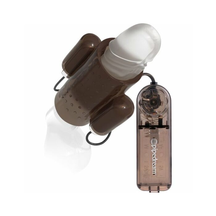 Funda para el pene dual con vibración - gris