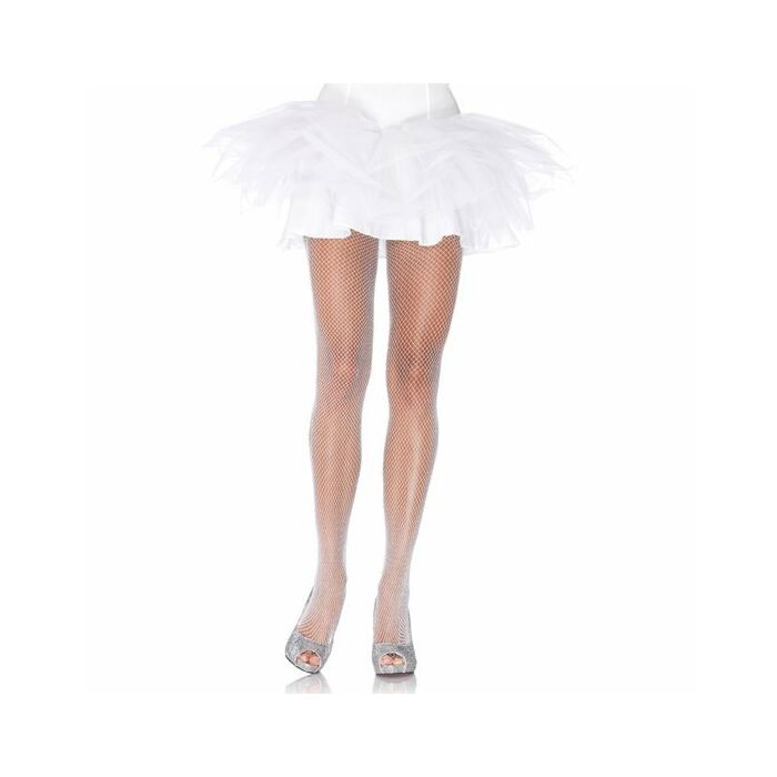 Leg Avenue collants com glitter estilo rede industrial branco-prata