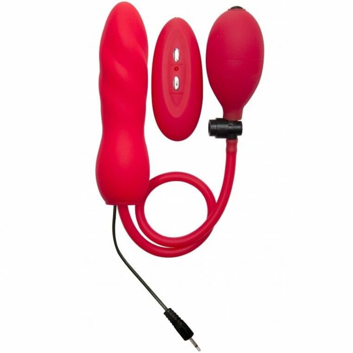 Ouch inflável de silicone vibrador vermelho pênis de 14 cm