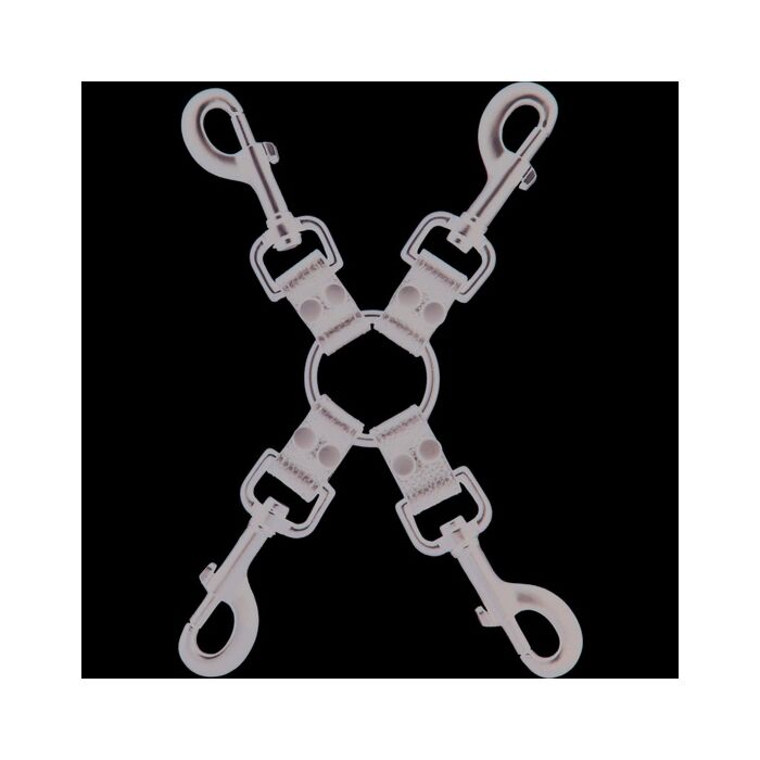 Accesorio fetish con clips de metal y cuero