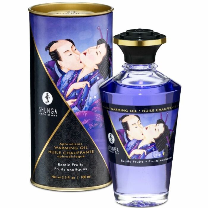 Shunga aceite masaje efecto calor sabor frutas exoticas 100 ml