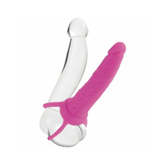 Dupla penetrador dildo arnês rosa