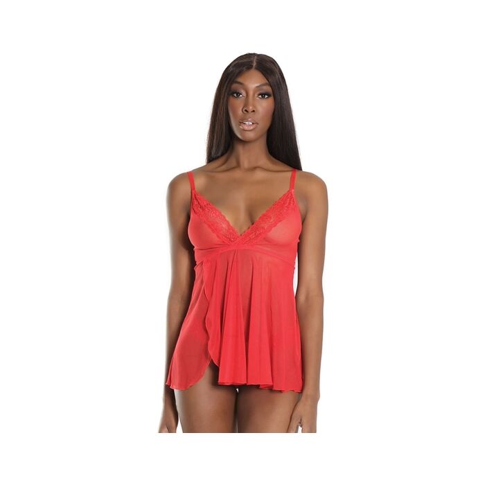 Babydoll com tanga recortada - vermelha