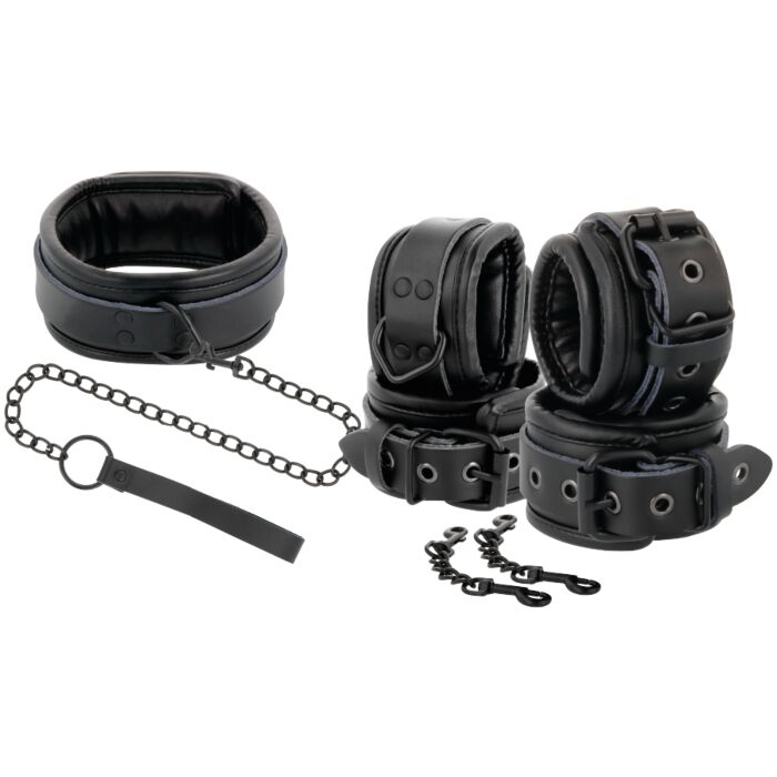 Conjunto de Bondage em Couro Preto