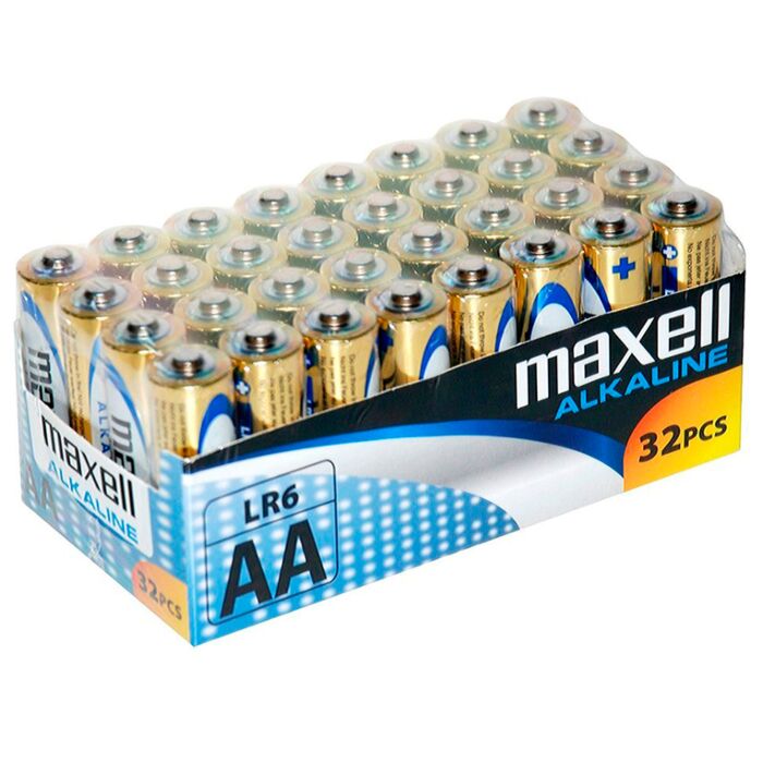 Pacote Pilha Alcalina AA LR6 Maxell 32 unid.