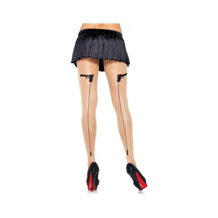 Leg Avenue collants transparentes spandex com arma costura traseira