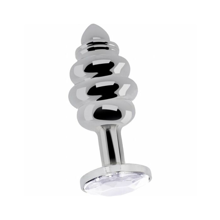 Love espiral plug trebol y diamante 8 cm plata