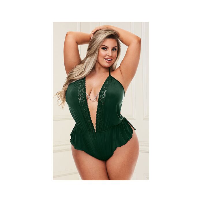 Corpo de cetim sexy Baci - verde