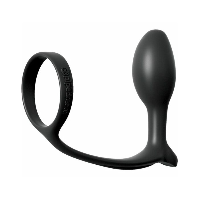 plugue anal com anel de penis preto