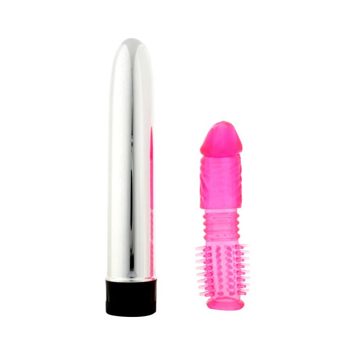 Kit vibrador com tampa - rosa