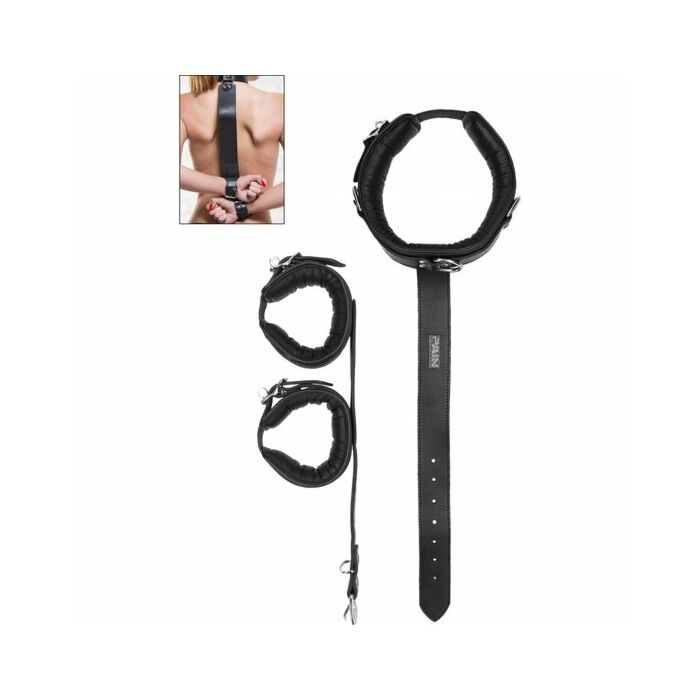 Manguito de couro longo - preto