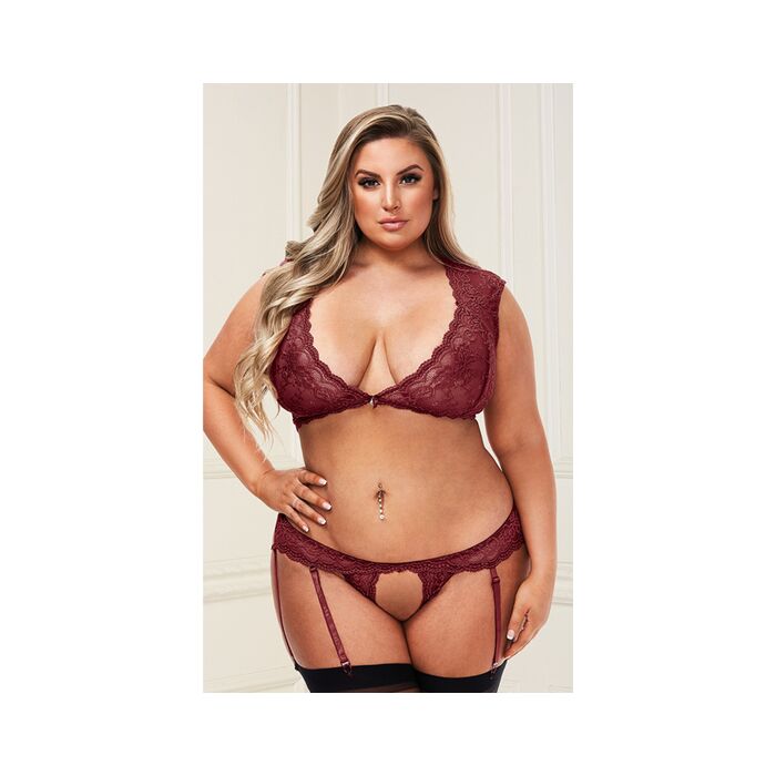 Conjunto de sutiã e tanga de renda Baci sexy - vermelho