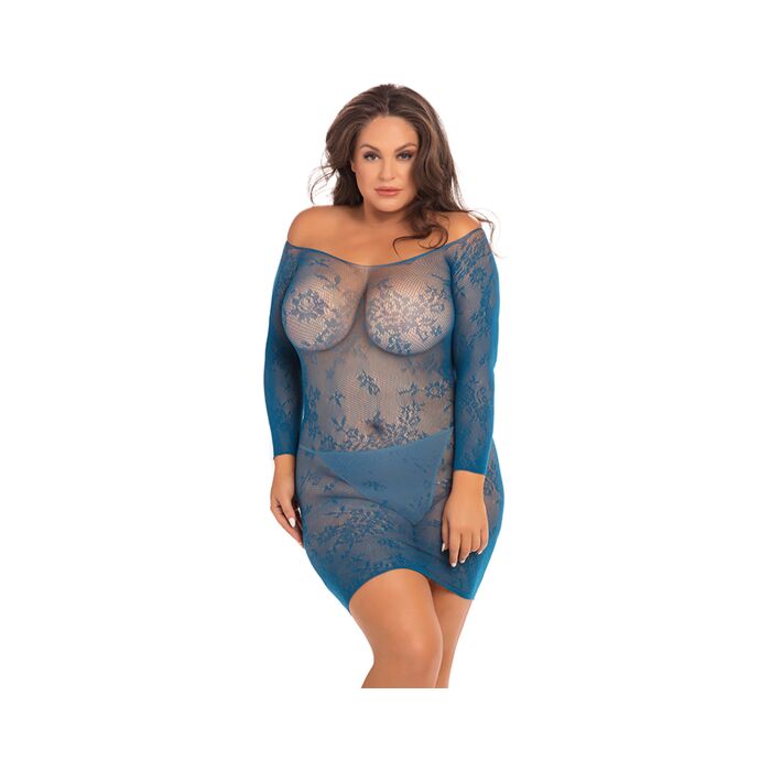 Vestido de renda aberta temporada aberta - azul