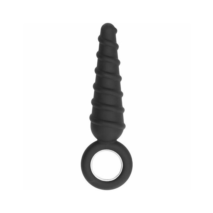 No. 60 - dildo anal con anillos de metal - negro