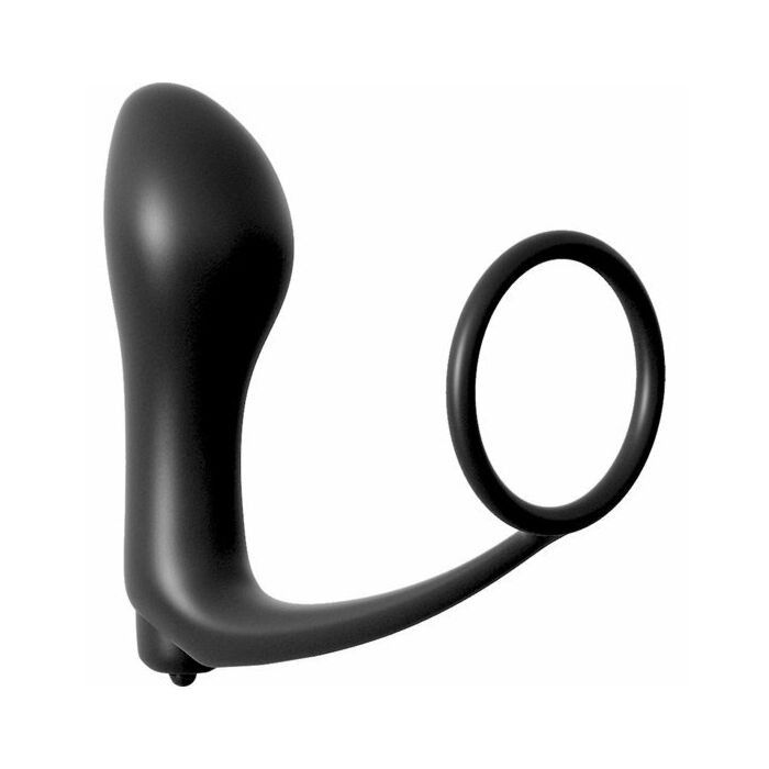 Ligue anel anal vibrador para pénis preto