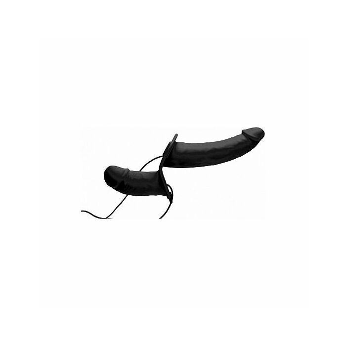 Supreme pleasure arnés con doble dildo vibrador - negro