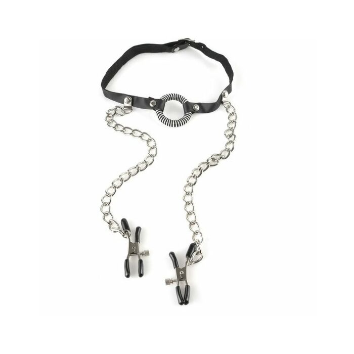 gag fantasia fetiche com grampos de mamilo