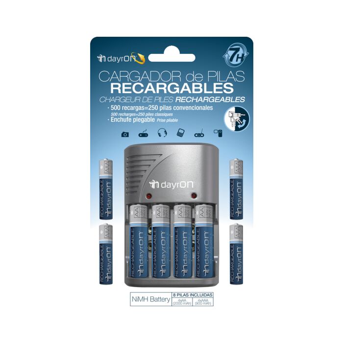 Carregador para 4 baterias com 8 baterias incl. (4xr06 + 4xr03) dayron
