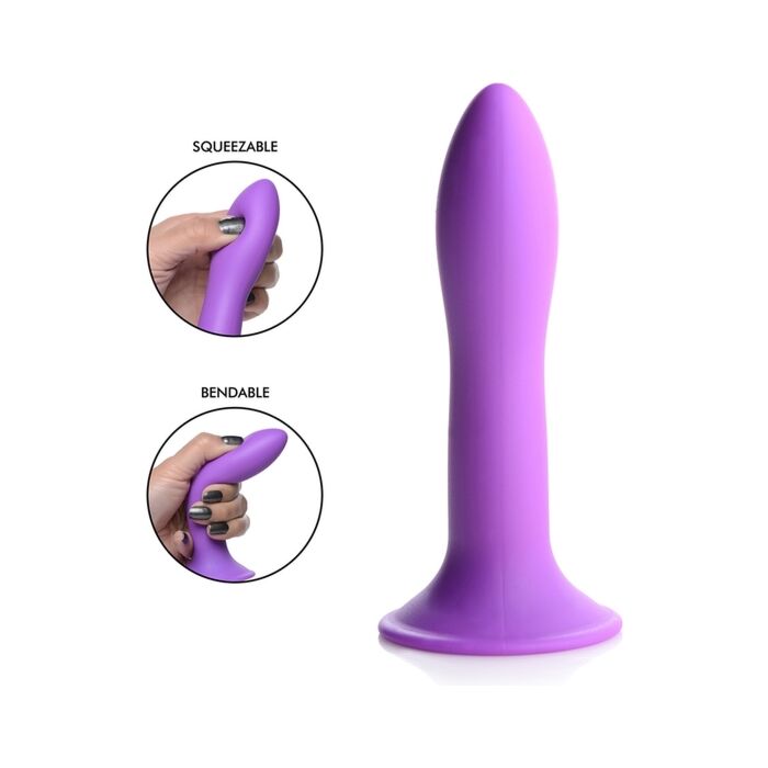 Dildo de silicone delgado e comprimível - roxo