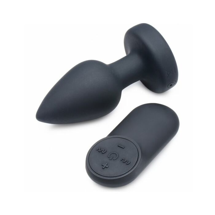 Plugue anal vibratório de silicone - longo - preto