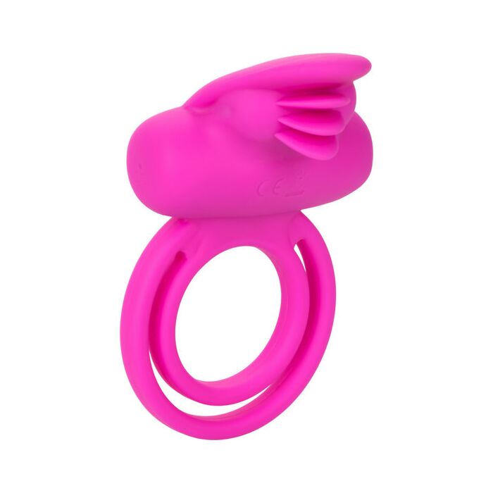 Intensificador de cintilação de clitóris duplo - anel vibratório duplo de silicone - rosa