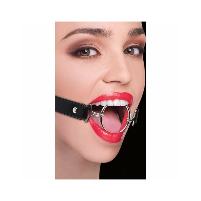 Mordaça de Couro Preto XL