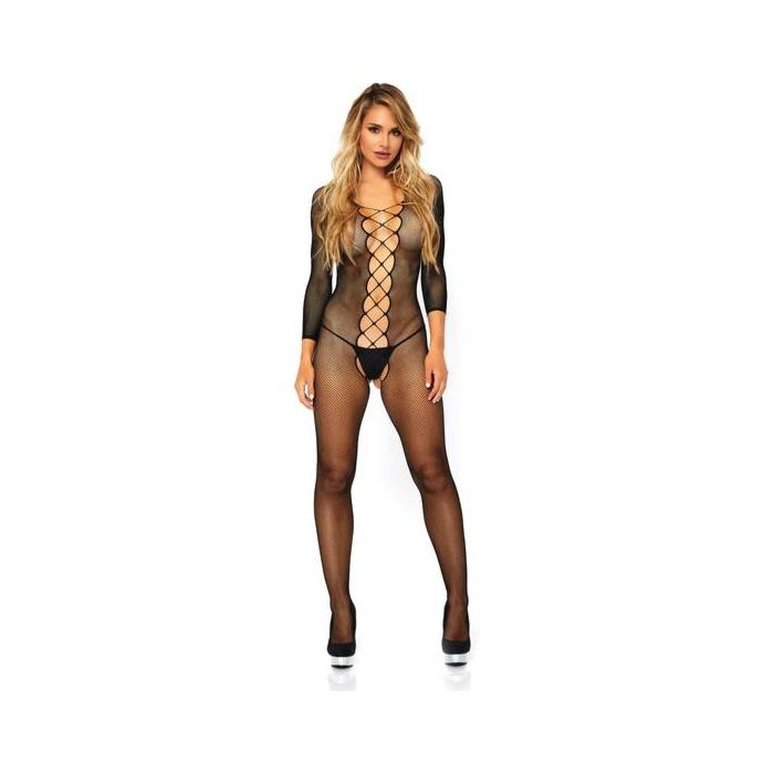 Leg avenue bodystocking de manga larga de red