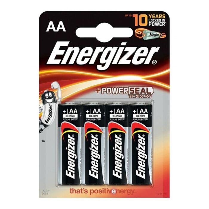 Pilhas Alcalinas Energizer AA LR6 - Pacote com 4 Unidades