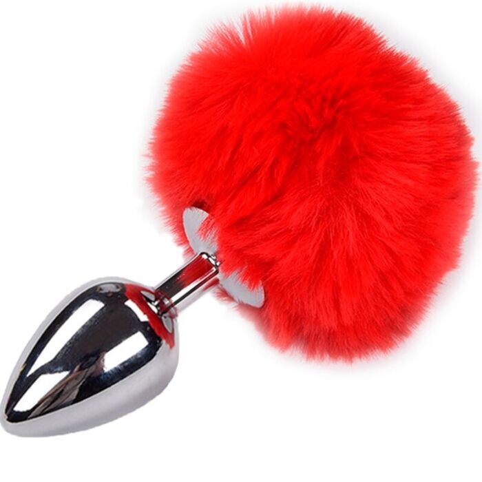 Plug Pompon Vermelho - Prazer Anal Metálico