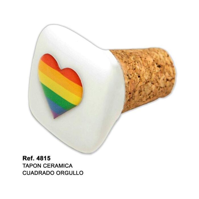 Tampão de cortiça quadrado em cerâmica bandeira lgbt - decoração de garrafa