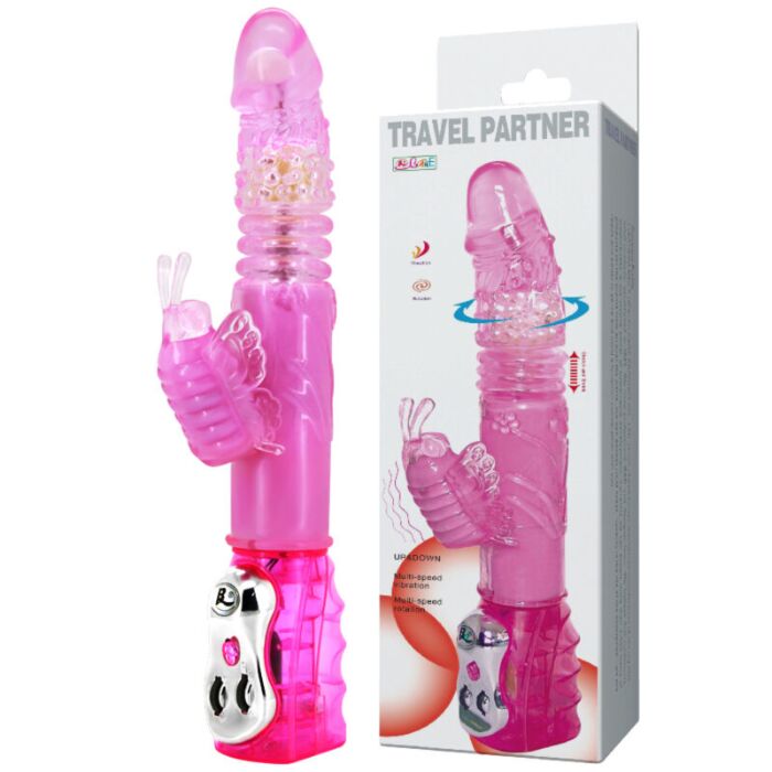 Viajante Vibrador Rotativo Bunny Rosa