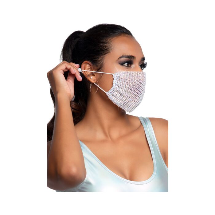 Máscara Rhinestone Harlow - Branco
